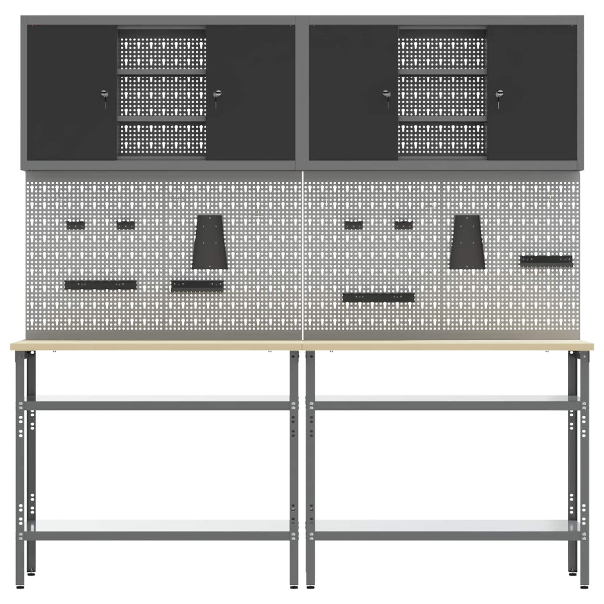 Work Bench Set 8 pcs Black and Grey Powder-Coated Steel