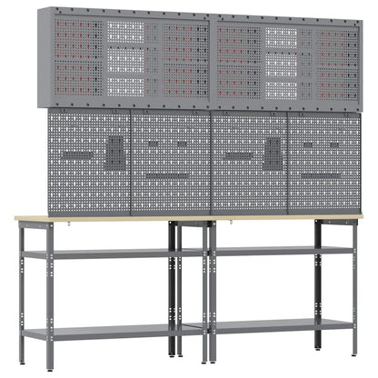 Work Bench Set 8 pcs Red and Grey Powder-Coated Steel