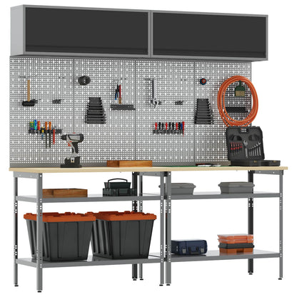 Work Bench Set 8 pcs Black and Grey Powder-Coated Steel