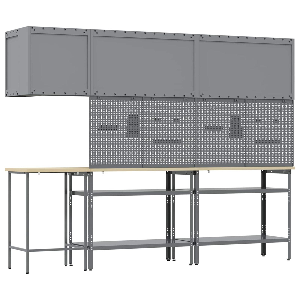 Work Cabinet Set with Shelf with Storage 10 pcs Black and Grey
