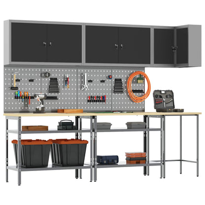 Work Cabinet Set with Shelf with Storage 10 pcs Black and Grey