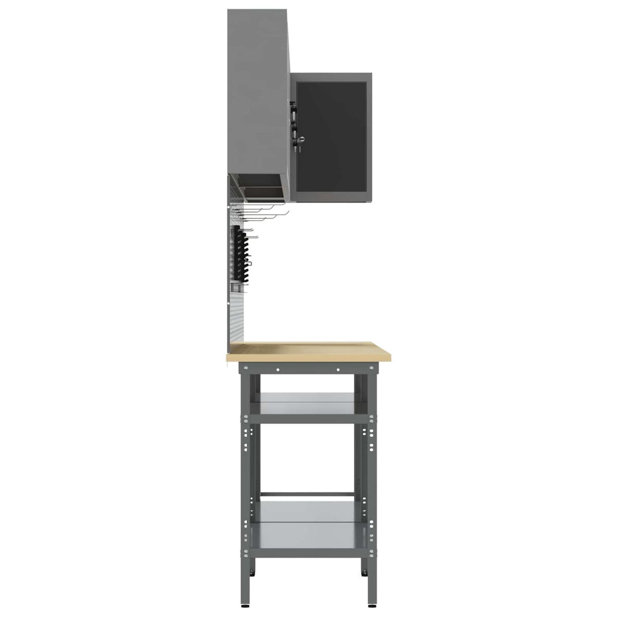 Work Cabinet Set with Shelf with Storage 10 pcs Black and Grey