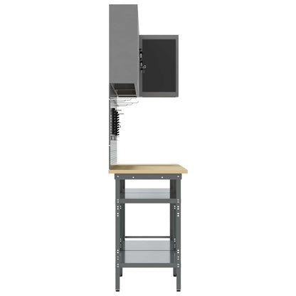 Work Cabinet Set with Shelf with Storage 10 pcs Black and Grey