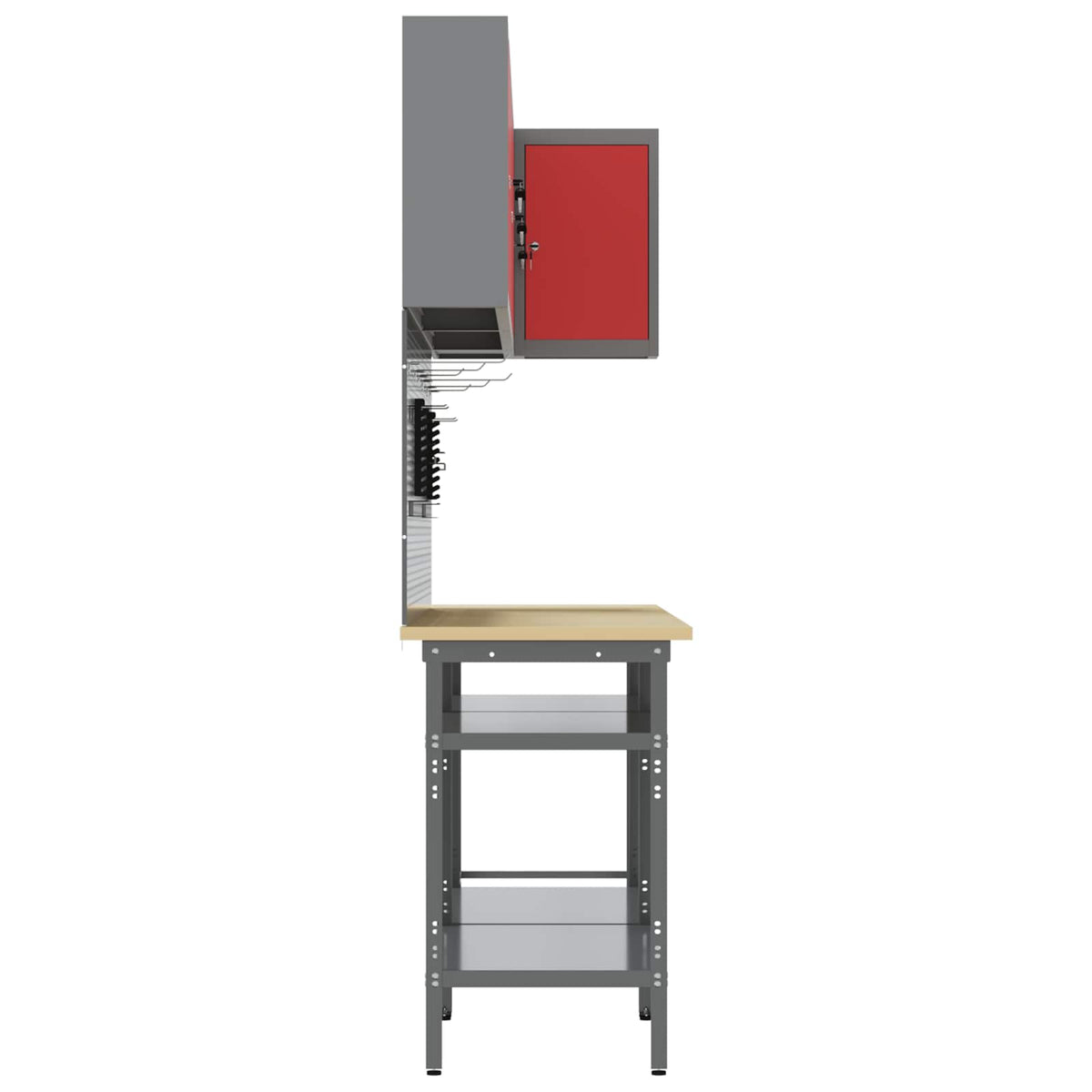 Work Cabinet Set with Shelf with Storage 10 pcs Red and Grey