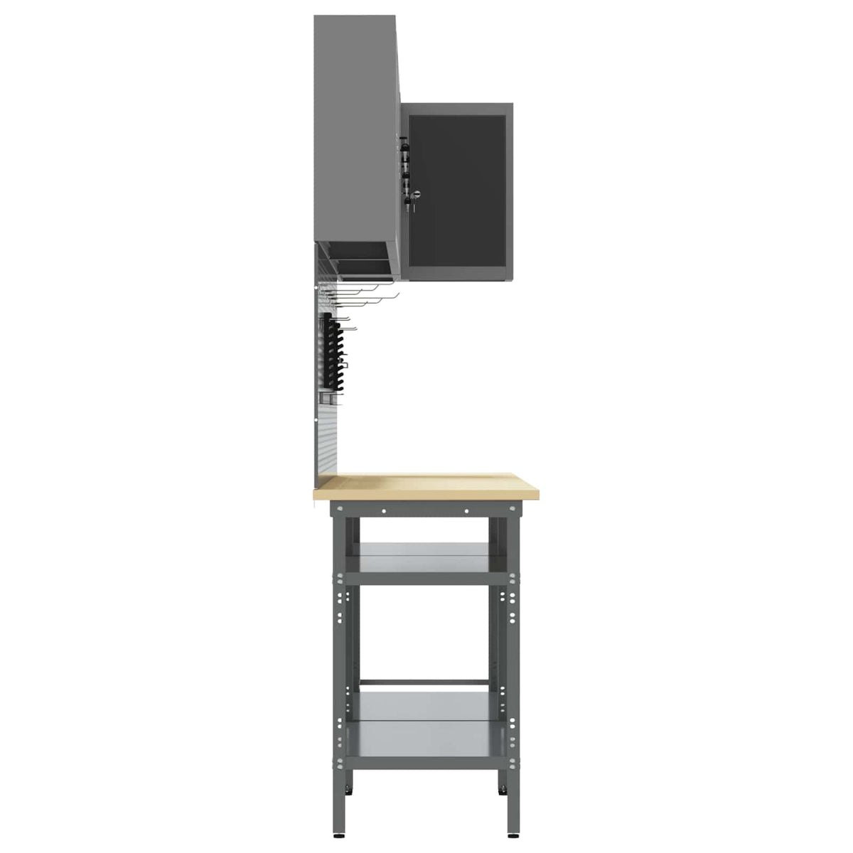 Work Cabinet Set with Shelf with Storage 10 pcs Black and Grey