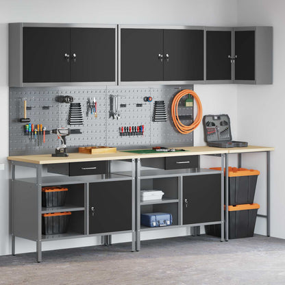 Work Cabinet Set with Drawer with Shelf 10 pcs Black and Grey