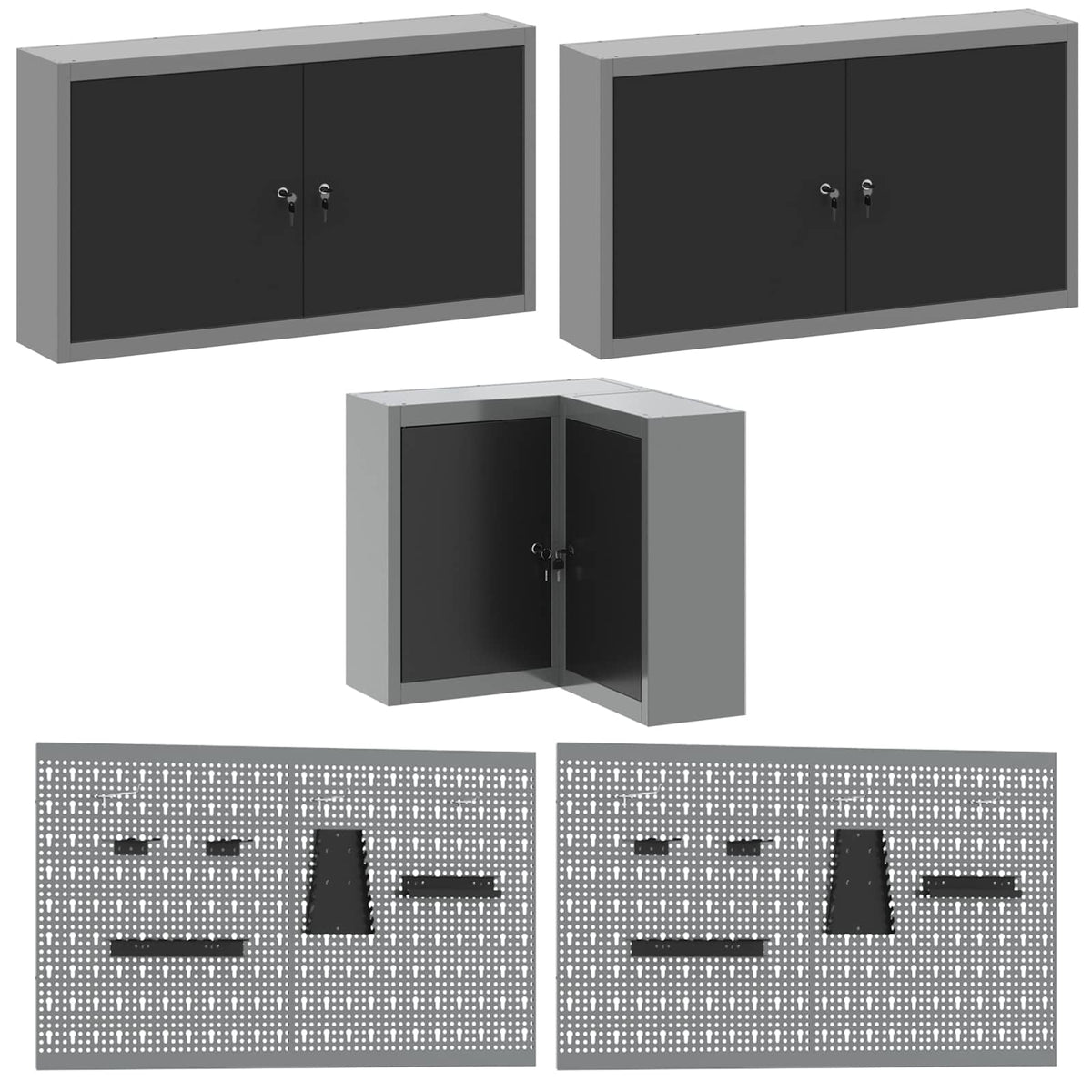 Work Cabinet Set with Drawer with Shelf 10 pcs Black and Grey