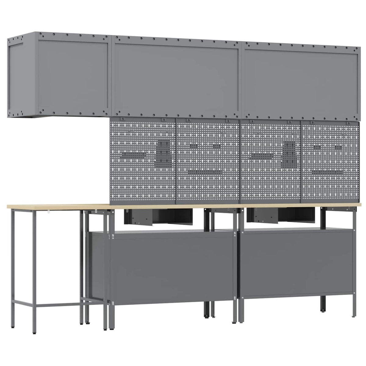 Work Cabinet Set with Drawer with Shelf 10 pcs Black and Grey