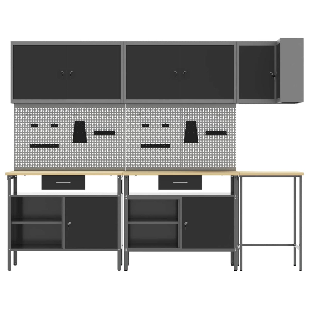 Work Cabinet Set with Drawer with Shelf 10 pcs Black and Grey