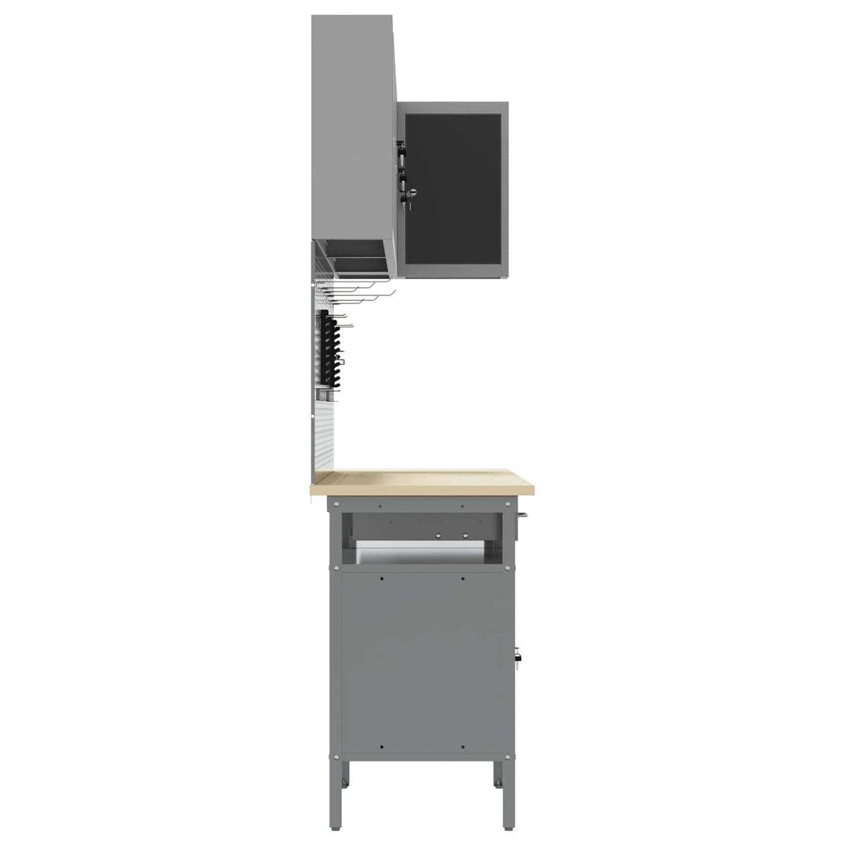 Work Cabinet Set with Drawer with Shelf 10 pcs Black and Grey