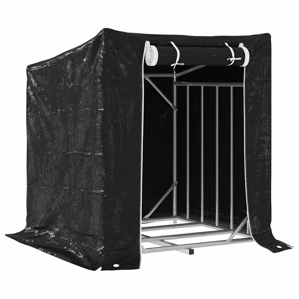 Firewood Rack with Rain Cover 101x61x110.5 cm Galvanised Steel