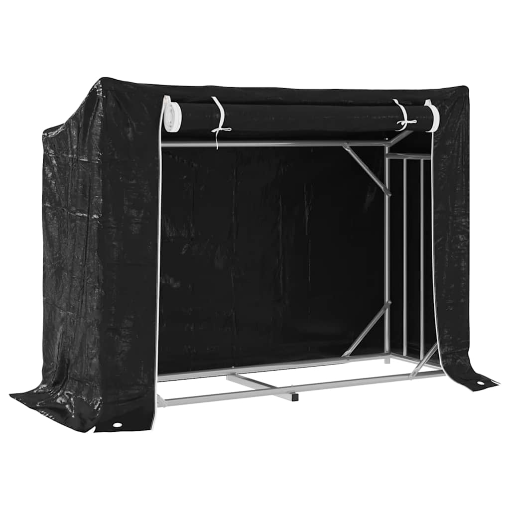 Firewood Rack with Rain Cover 151x60.5x110.5 cm Galvanised Steel