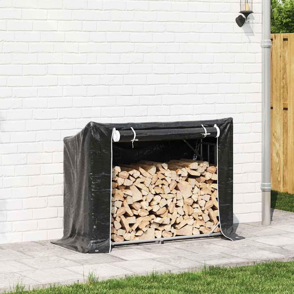 Firewood Rack with Rain Cover 151x60.5x110.5 cm Galvanised Steel