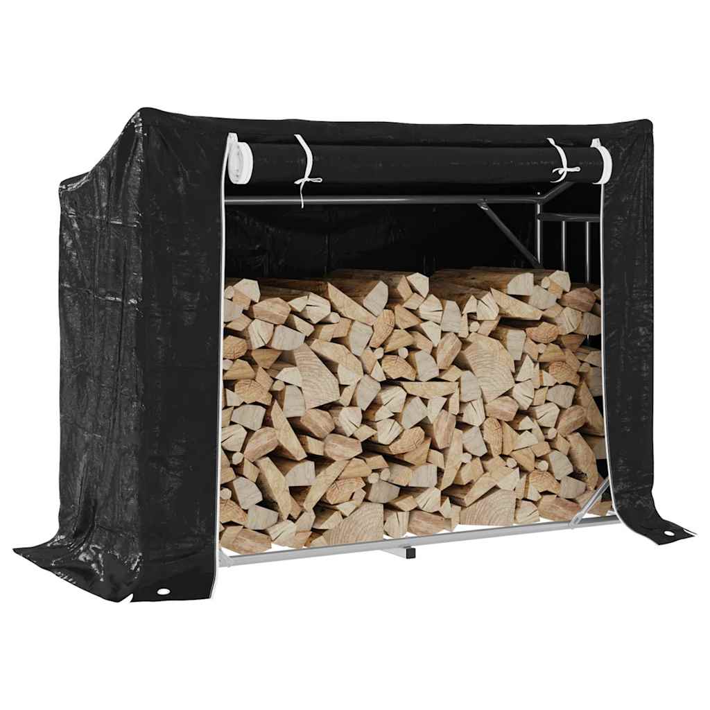 Firewood Rack with Rain Cover 151x60.5x110.5 cm Galvanised Steel