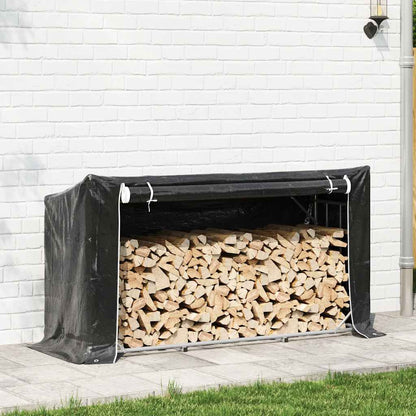 Firewood Rack with Rain Cover 200.5x60.5x110.5 cm Galvanised Steel