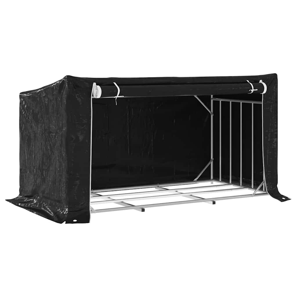 Firewood Rack with Rain Cover 200.5x100.5x110.5 cm Galvanised Steel