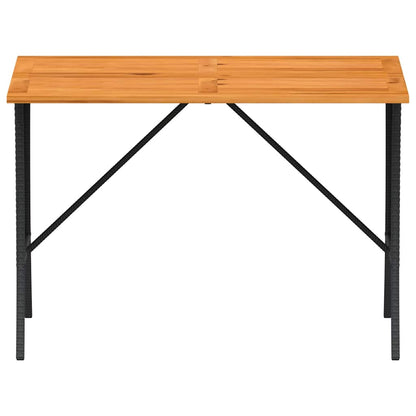 Garden Table with Acacia Wood Top Black 105x75x72 cm Poly Rattan