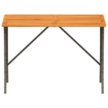 Garden Table with Acacia Wood Top Grey 105x75x72 cm Poly Rattan