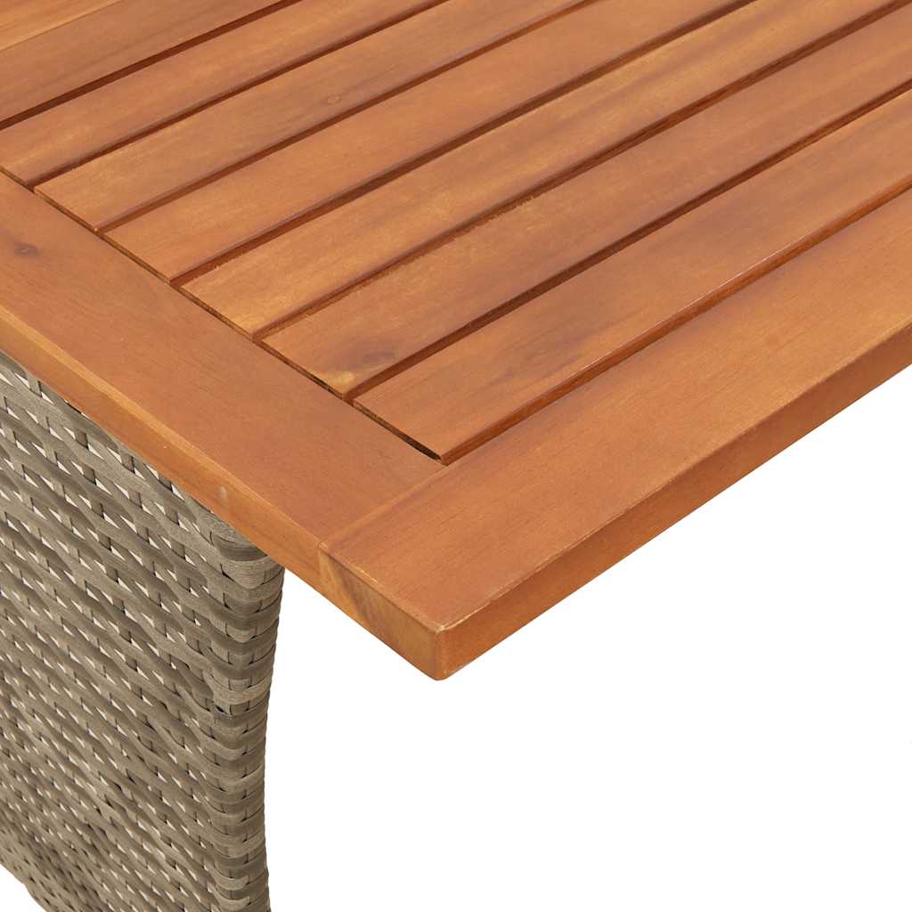Garden Table with Acacia Wood Top Grey 105x75x72 cm Poly Rattan