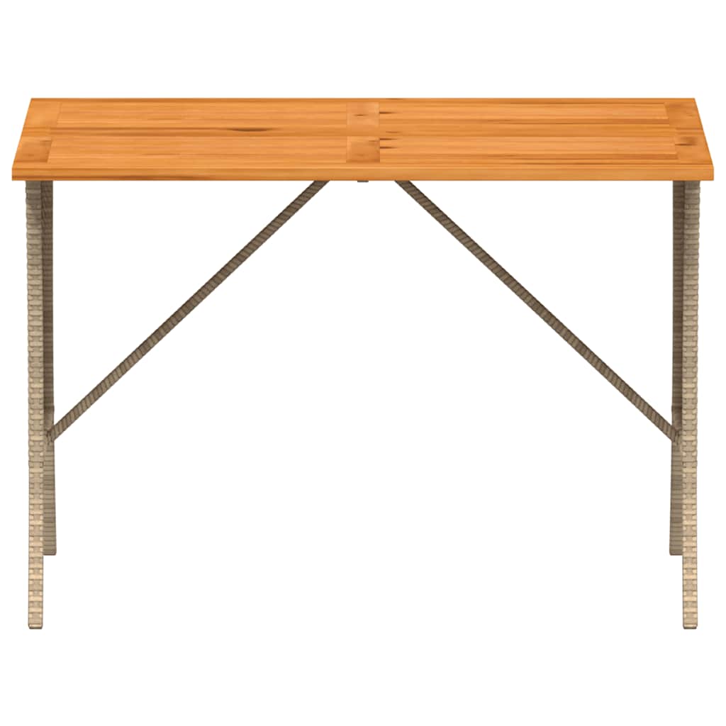Garden Table with Acacia Wood Top Beige 105x75x72 cm Poly Rattan