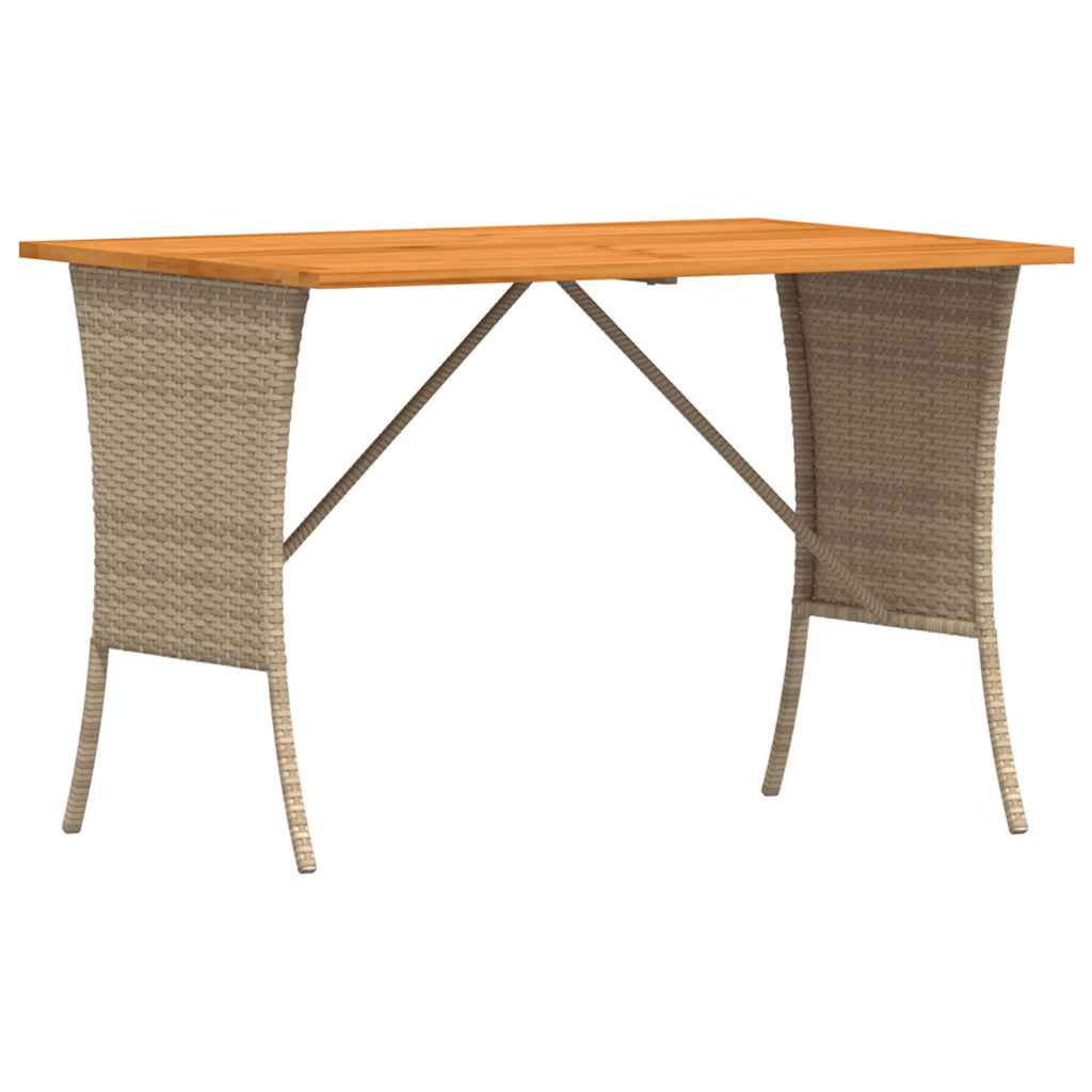 Garden Table with Acacia Wood Top Beige 105x75x72 cm Poly Rattan