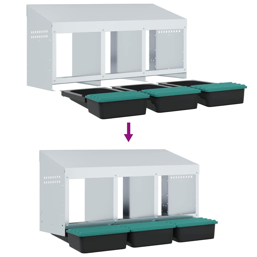 Chicken Nesting Box 3 Compartments Wall-Mounted
