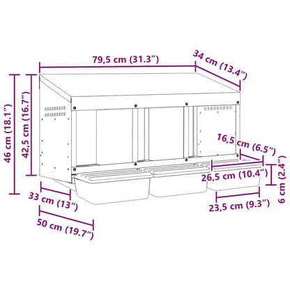 Chicken Nesting Box 3 Compartments Wall-Mounted