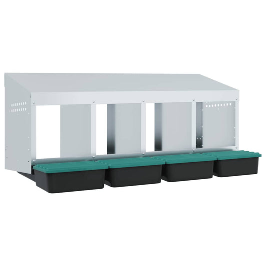 Chicken Nesting Box 4 Compartments Wall-Mounted Galvanised Steel