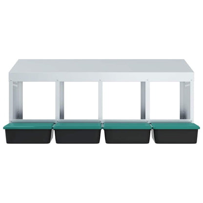 Chicken Nesting Box 4 Compartments Wall-Mounted Galvanised Steel