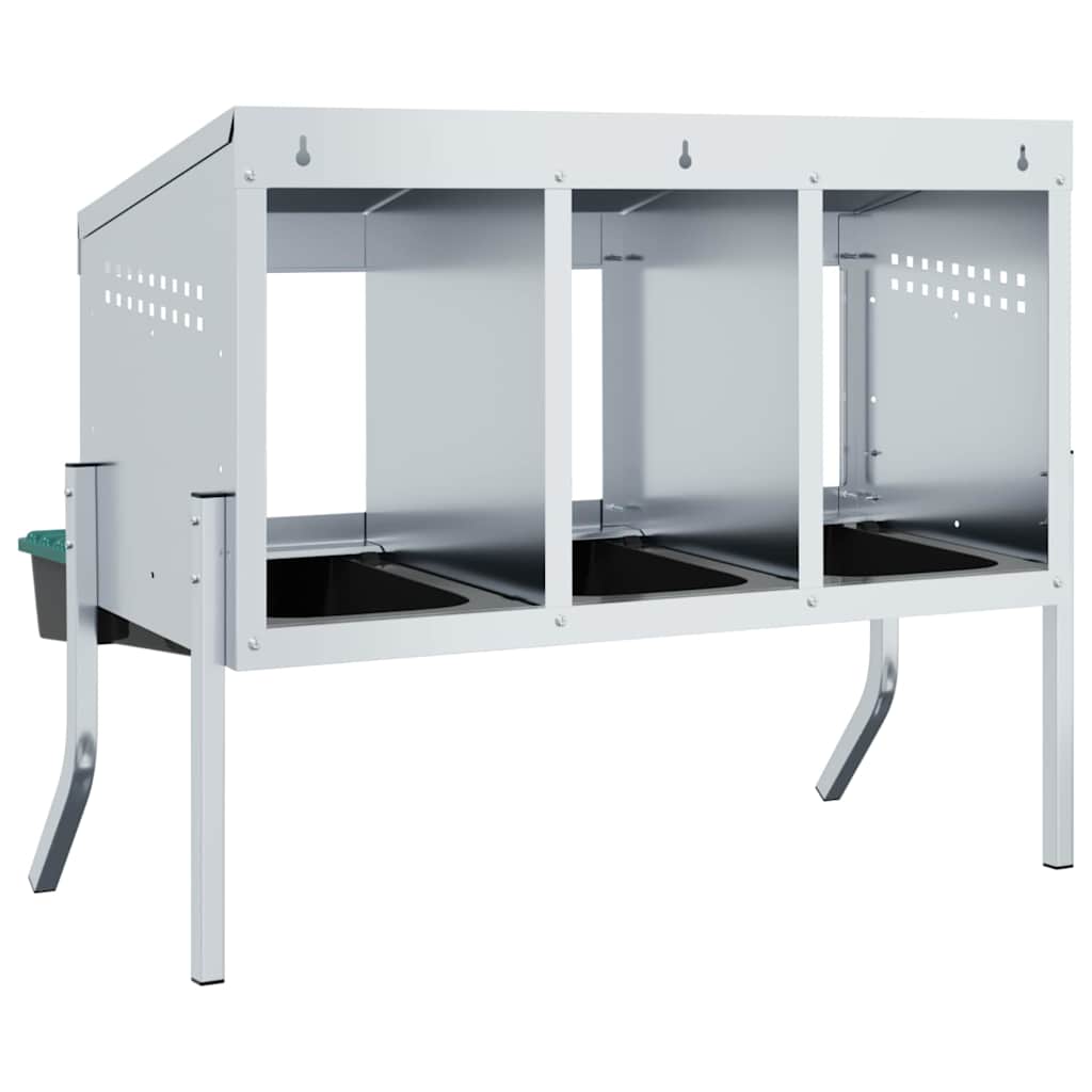 Chicken Nesting Box 4 Compartments with Legs Galvanised Steel