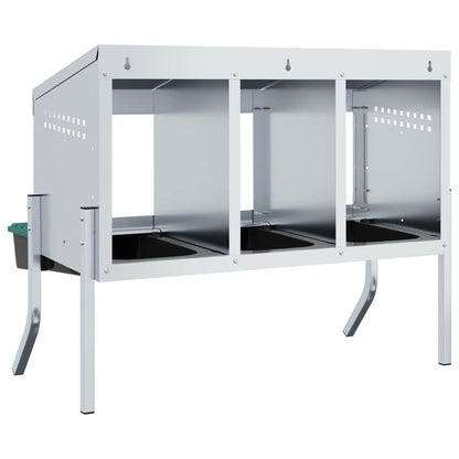 Chicken Nesting Box 4 Compartments with Legs Galvanised Steel