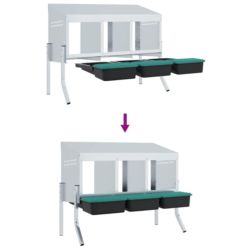 Chicken Nesting Box 4 Compartments with Legs Galvanised Steel