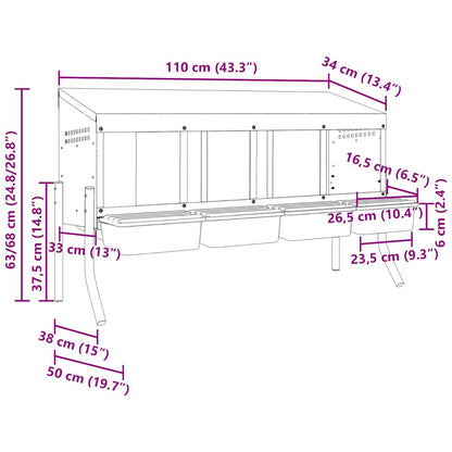 Chicken Nesting Box 4 Compartments with Legs Galvanised Steel