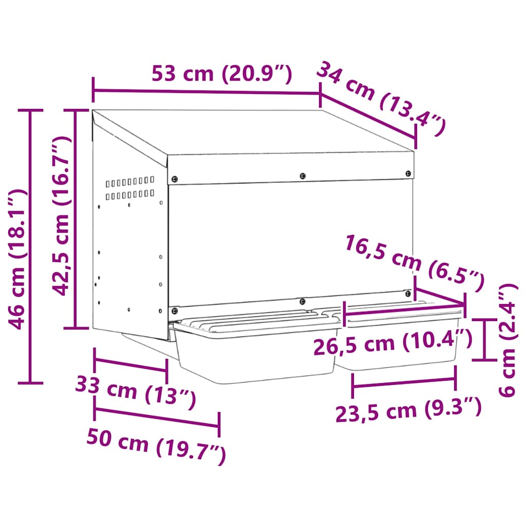Chicken Nesting Box 2 Compartments Wall-Mounted