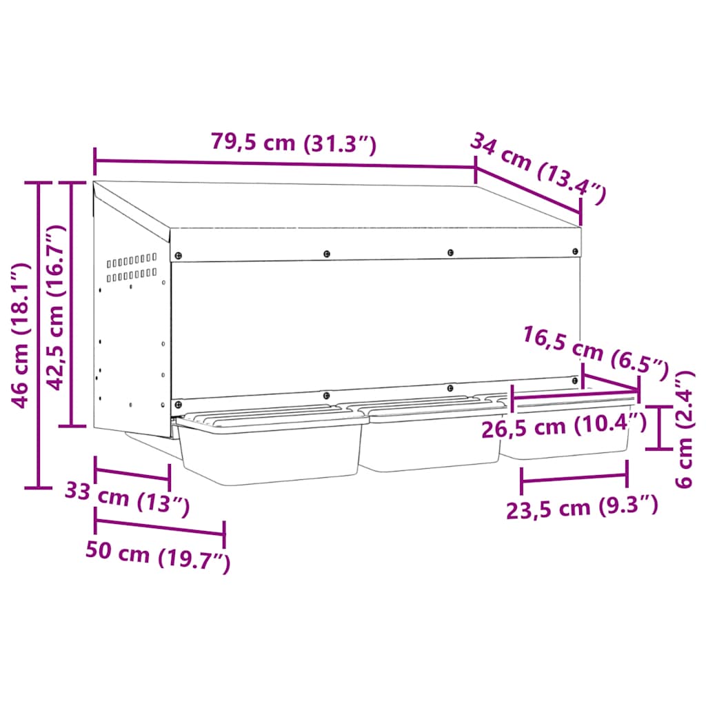 Chicken Nesting Box 3 Compartments Wall-Mounted