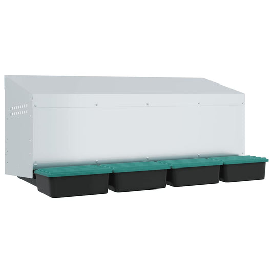 Chicken Nesting Box 4 Compartments Wall-Mounted Galvanised Steel