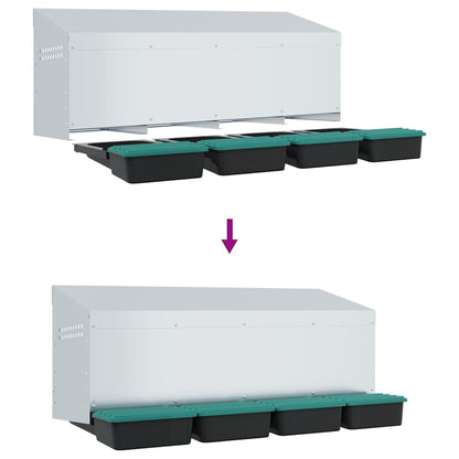 Chicken Nesting Box 4 Compartments Wall-Mounted Galvanised Steel