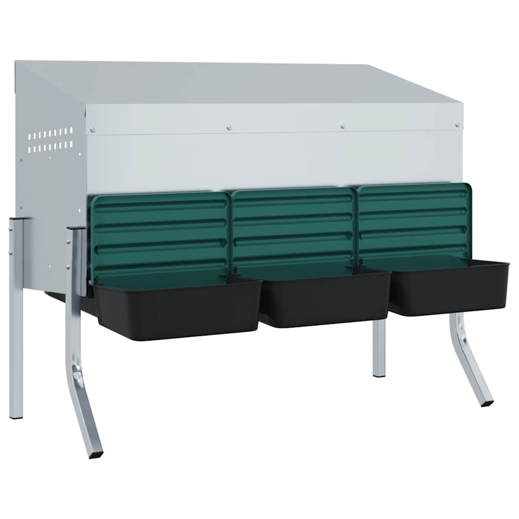 Chicken Nesting Box 3 Compartments with Legs Galvanised Steel