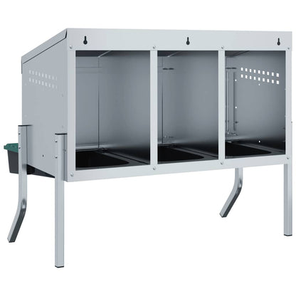 Chicken Nesting Box 3 Compartments with Legs Galvanised Steel