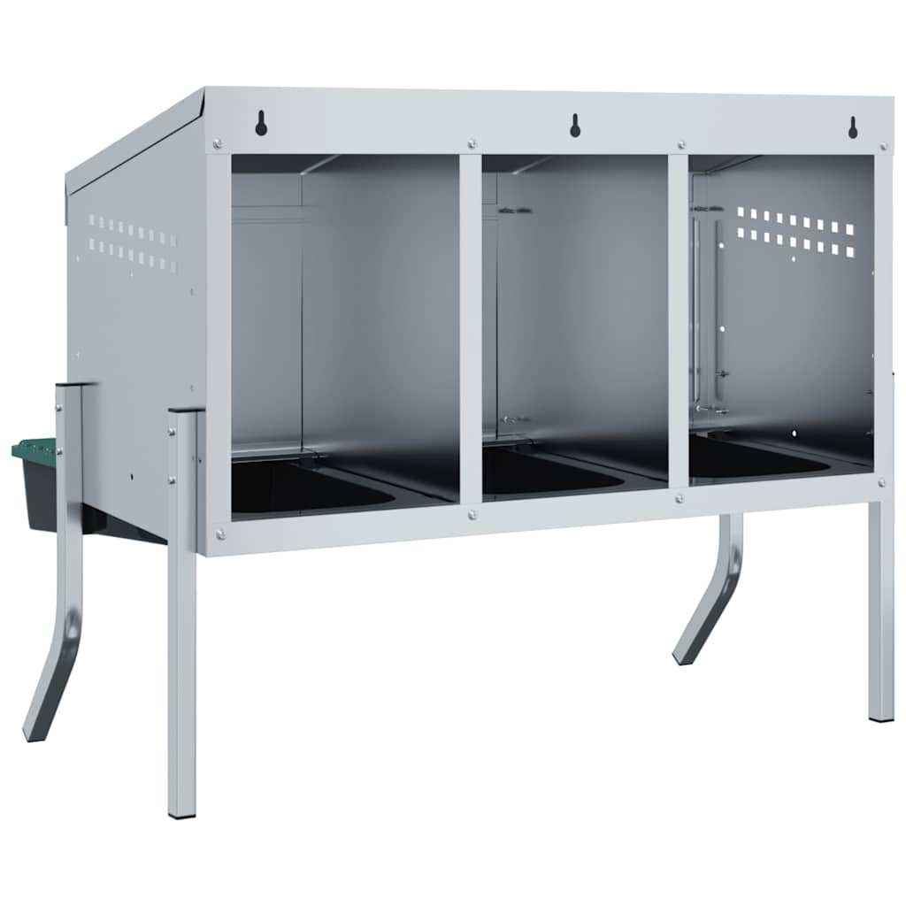 Chicken Nesting Box 3 Compartments with Legs Galvanised Steel