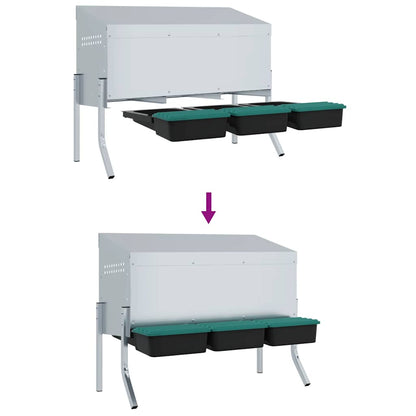 Chicken Nesting Box 3 Compartments with Legs Galvanised Steel