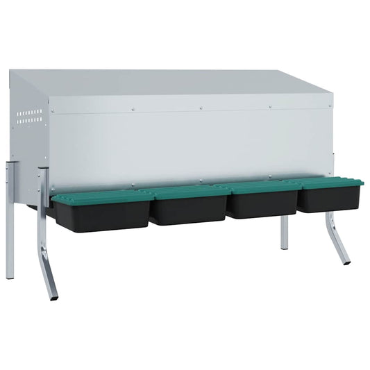 Chicken Nesting Box 4 Compartments with Legs Galvanised Steel