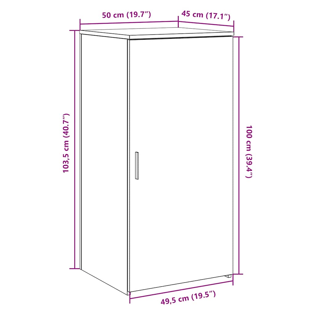Storage Cabinet Grey Sonoma 50x45x103.5 cm Engineered Wood