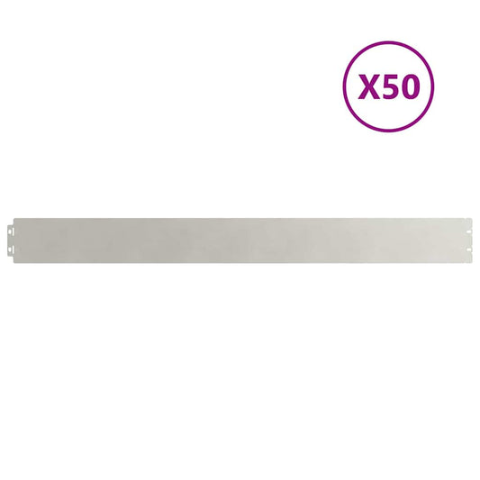 Lawn Edging 50 pcs 10 x 103 cm Stainless Steel Silver