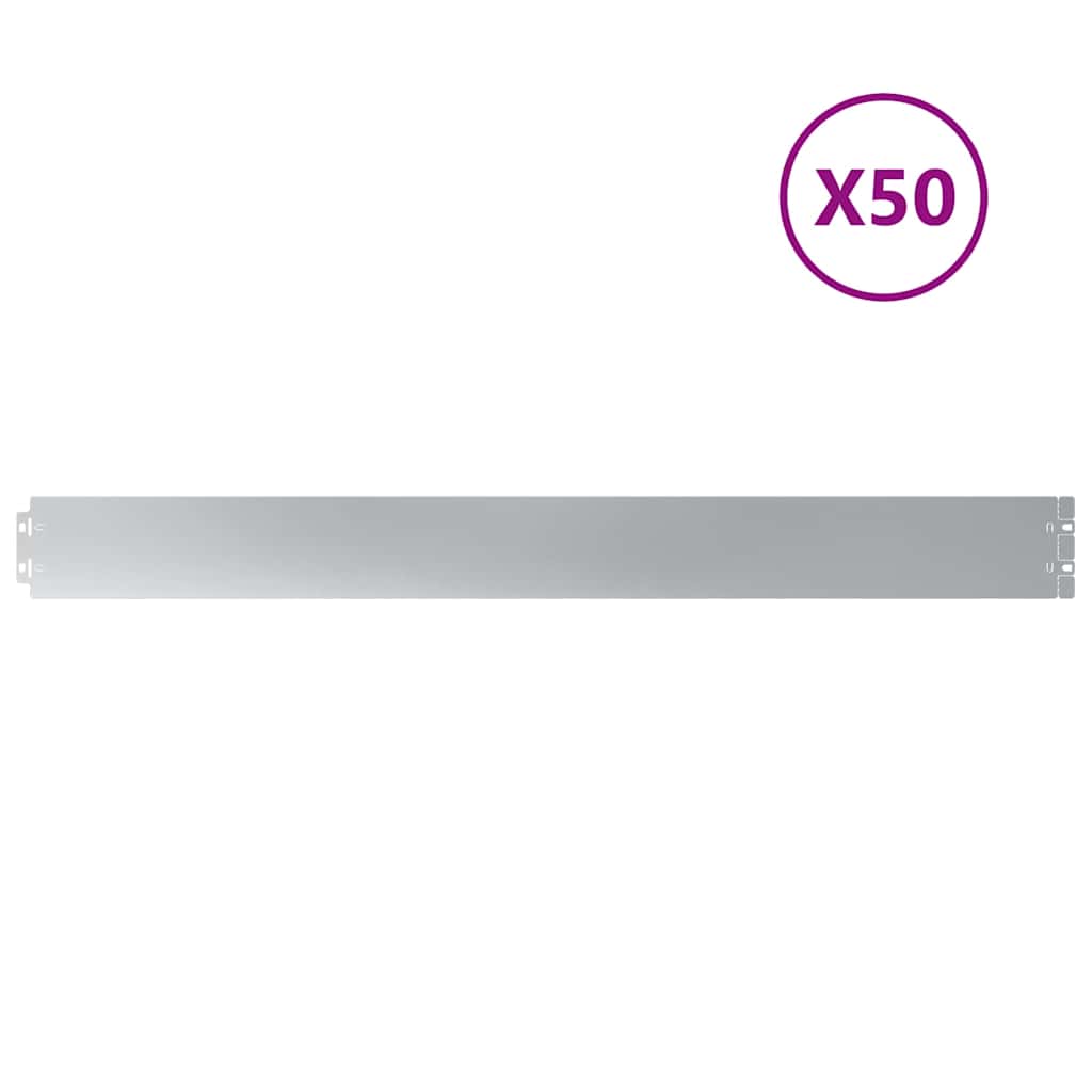 Lawn Edging 50 pcs 10 x 103 cm Galvanised Steel Silver