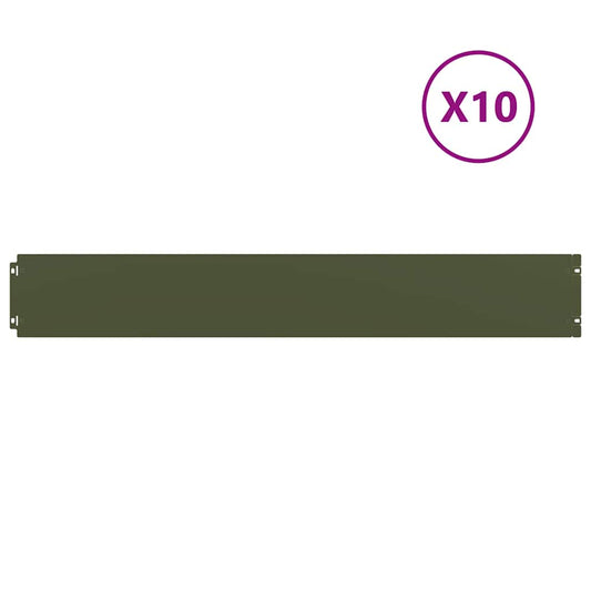 Lawn Edging 10 pcs 15 x 103 cm Steel Olive Green