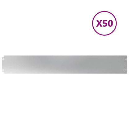 Lawn Edging 50 pcs 15 x 103 cm Galvanised Steel Silver