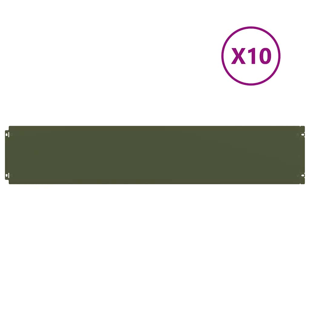 Lawn Edgings 10 pcs Olive Green 20x103 cm Cold-rolled Steel