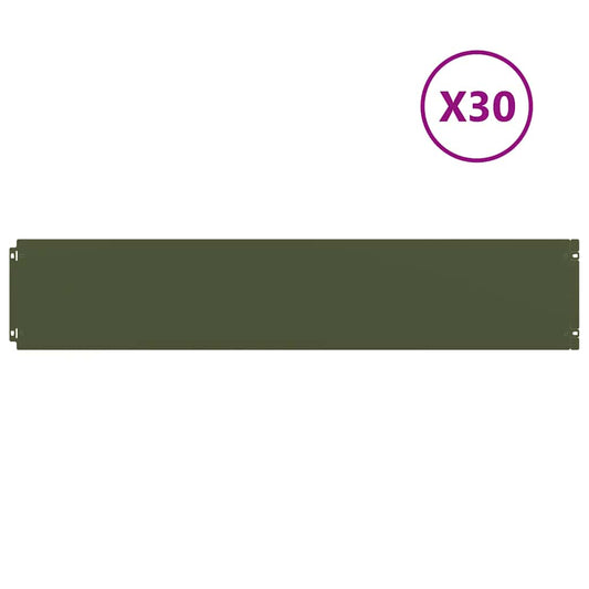 Lawn Edging 30 pcs 20 x 103 cm Steel Olive Green
