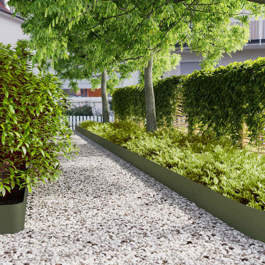 Lawn Edging 30 pcs 20 x 103 cm Steel Olive Green
